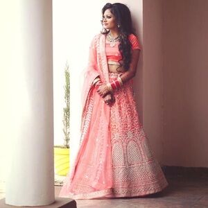 Elegant Pink Embroidered Lehenga
